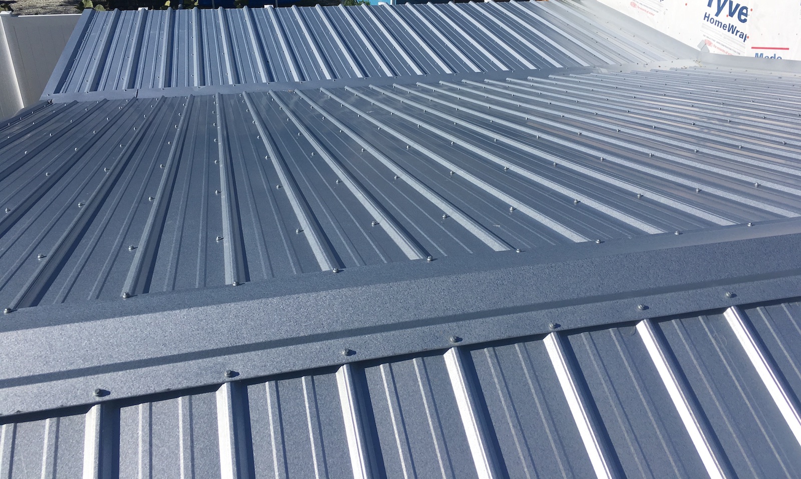 metal commercial roof close up